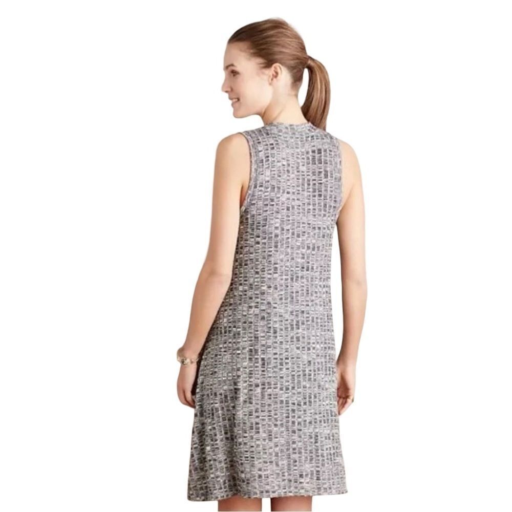 Maeve Anthropologie Emerson Swing Dress Gray Space Dye Knit Pockets Mock Neck S - Picture 14 of 14